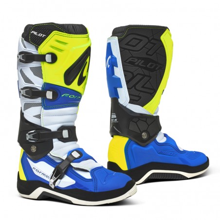 BOTTES PILOT JAUNE FLUO BLANC BLEU