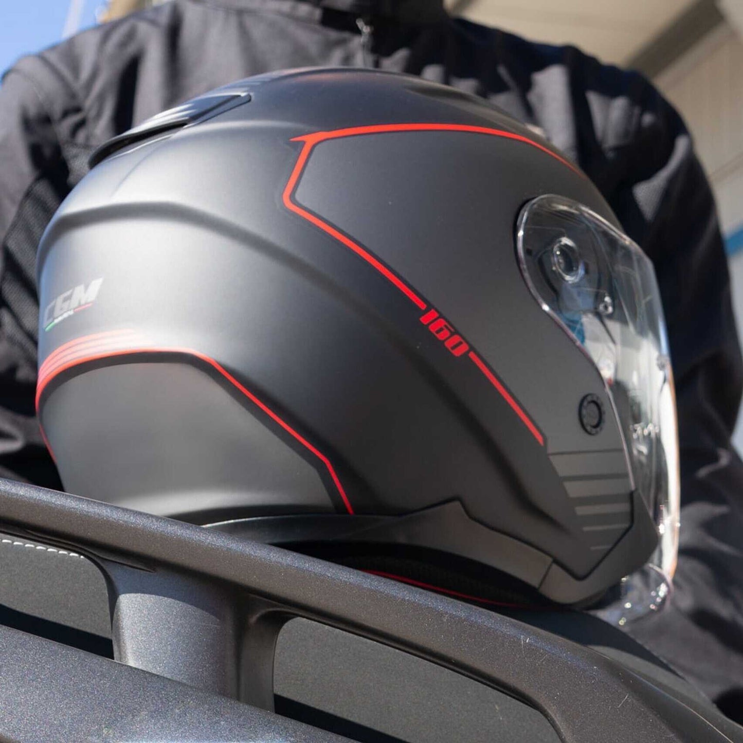 Casque Jet CGM 160G JAD RIDE Noir Rouge Mat
