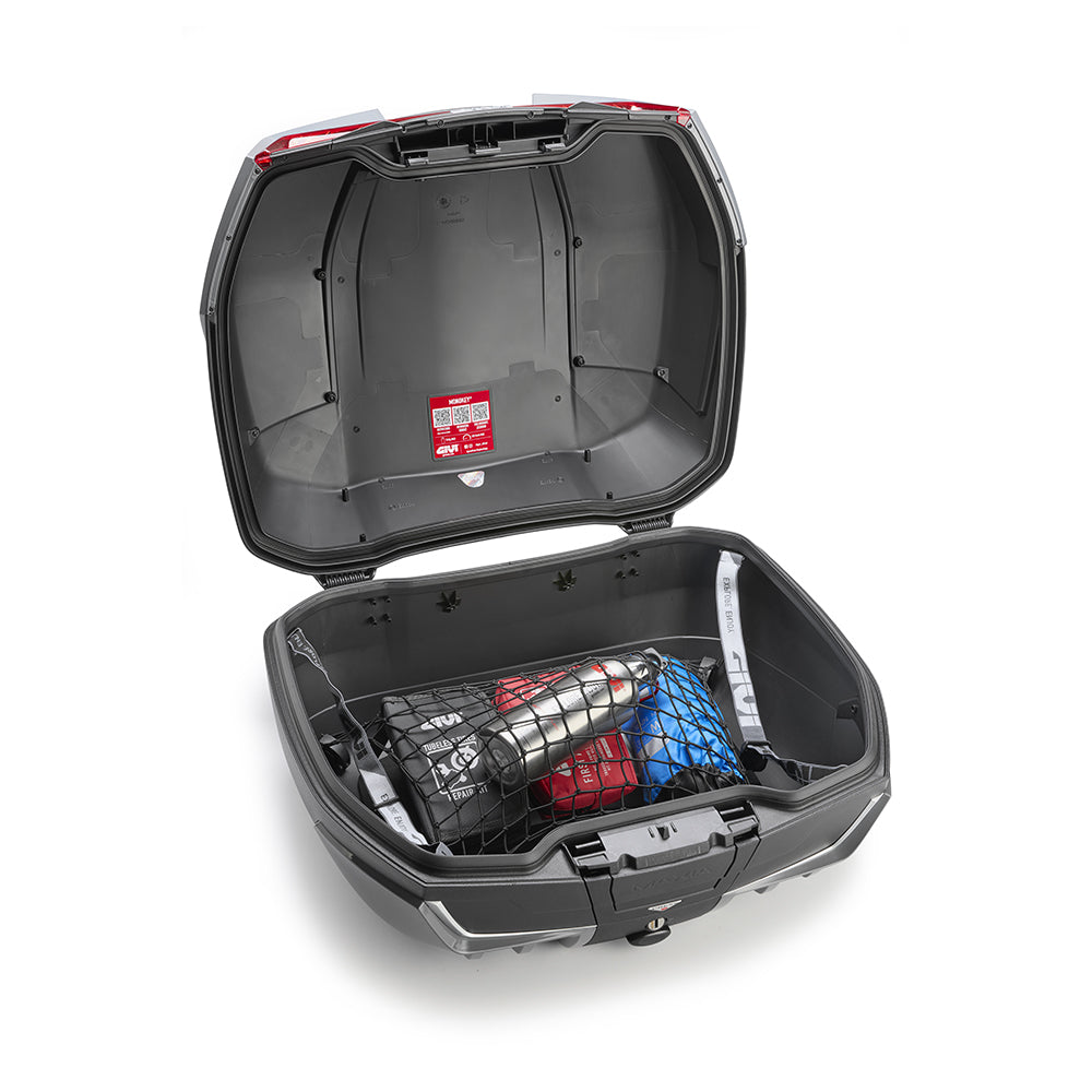 Top case GIVI  V58 MAXIA5 TECH, noir avec un catadioptre transparent et quatre capots peints en couleur gris métal