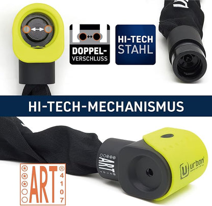 URBAN SECURITY  10K120 Chaine Antivol en Acier Trempé ø10mm, Cadenas à Chaîne Haute