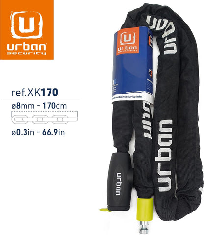 URBAN SECURITY XK170 Chaine Antivol  en Acier Trempé 170cm  ø8mm,