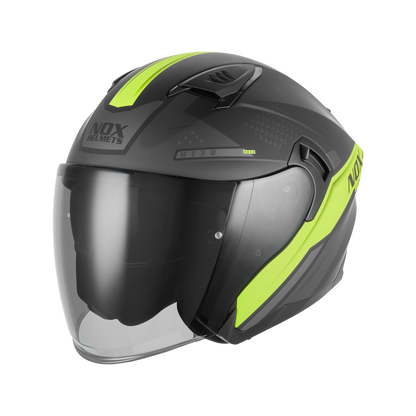 CASQUE JET N130 EKTO NOIR MAT JAUNE FLUO