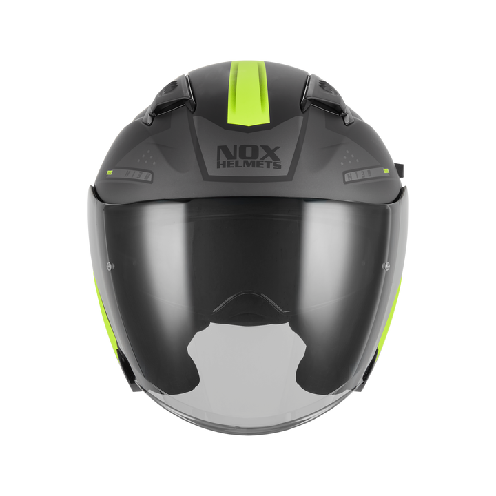 CASQUE JET N130 EKTO NOIR MAT JAUNE FLUO