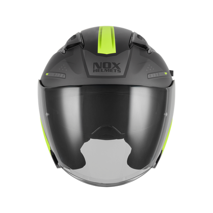 CASQUE JET N130 EKTO NOIR MAT JAUNE FLUO