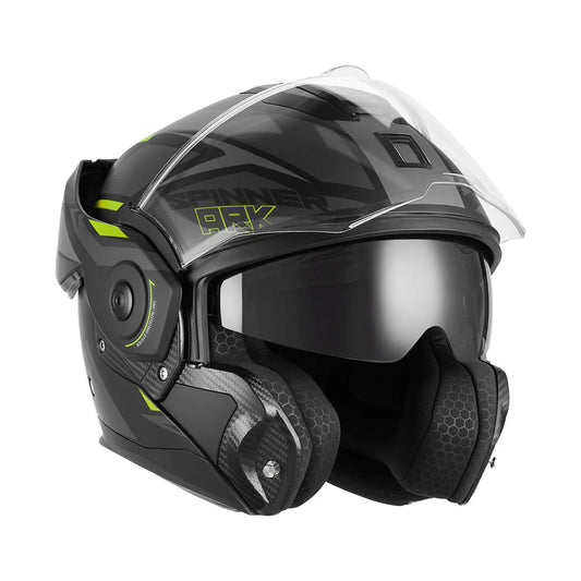 NOX PREMIUM CASQUE MODULABLE SPINNER ARK NOIR MAT JAUNE