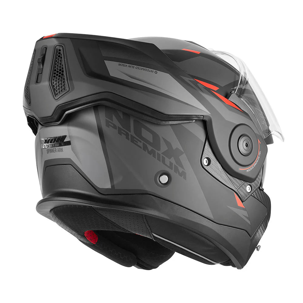 NOX PREMIUM CASQUE MODULABLE SPINNER ARK NOIR MAT ROUGE