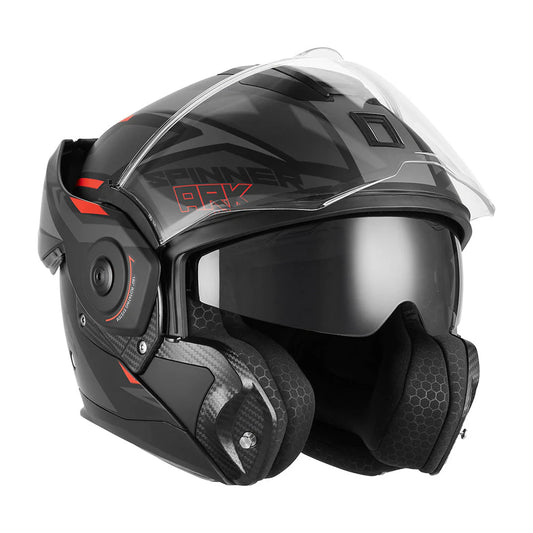 NOX PREMIUM CASQUE MODULABLE SPINNER ARK NOIR MAT ROUGE