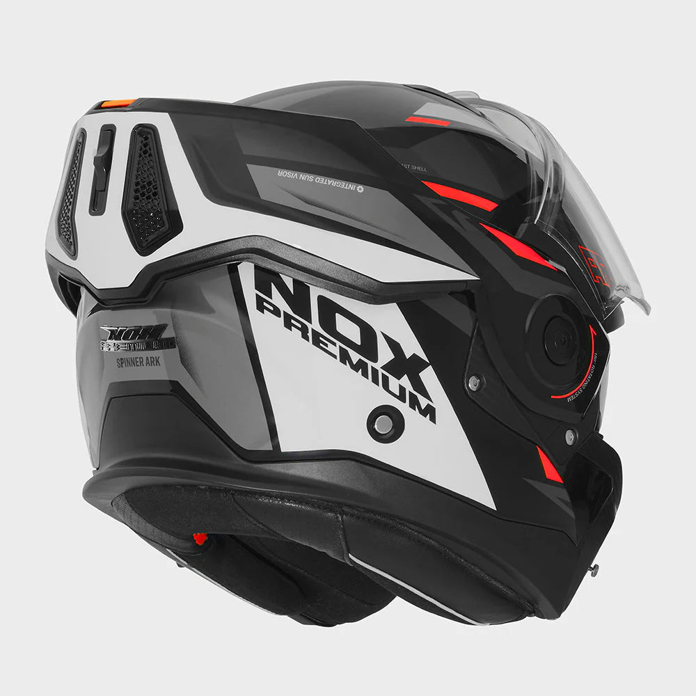 NOX PREMIUM CASQUE MODULABLE SPINNER ARK BLANC ROUGE NOIR