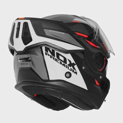 NOX PREMIUM CASQUE MODULABLE SPINNER ARK BLANC ROUGE NOIR