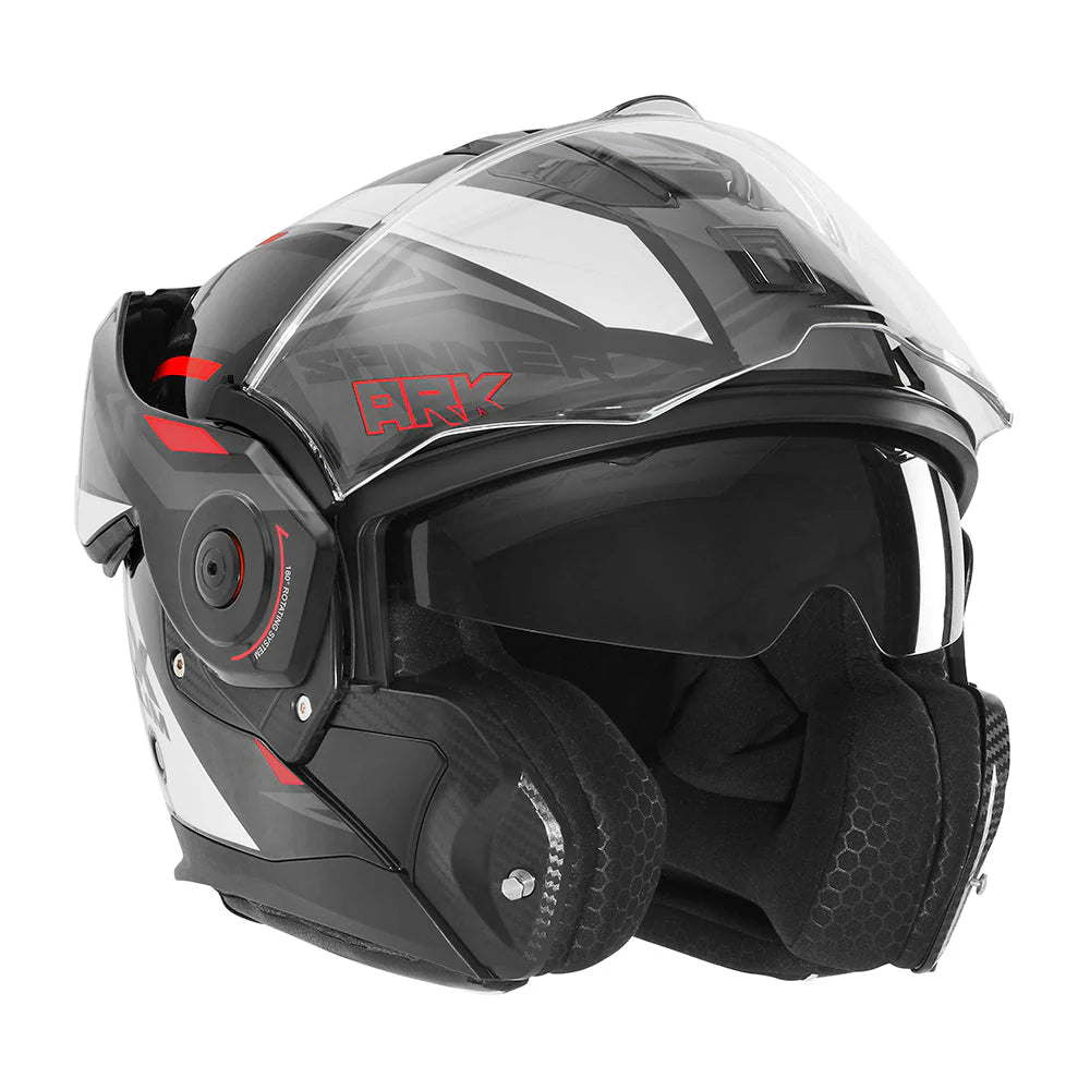 NOX PREMIUM CASQUE MODULABLE SPINNER ARK BLANC ROUGE NOIR