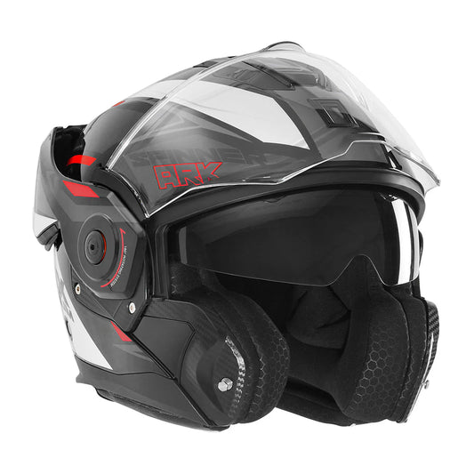 NOX PREMIUM CASQUE MODULABLE SPINNER ARK BLANC ROUGE NOIR