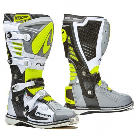 BOTTES PREDATOR 2.0 GRIS BLANC JAUNE FLUO