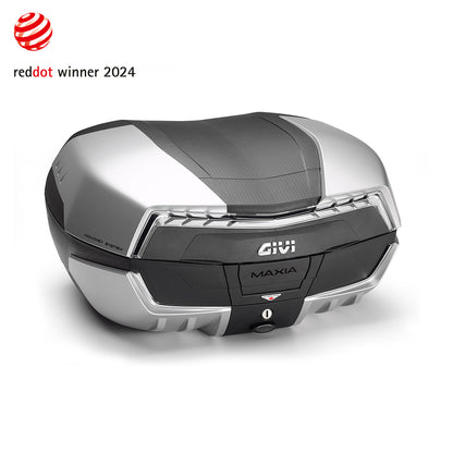 Top case GIVI  V58 MAXIA5 TECH, noir avec un catadioptre transparent et quatre capots peints en couleur gris métal