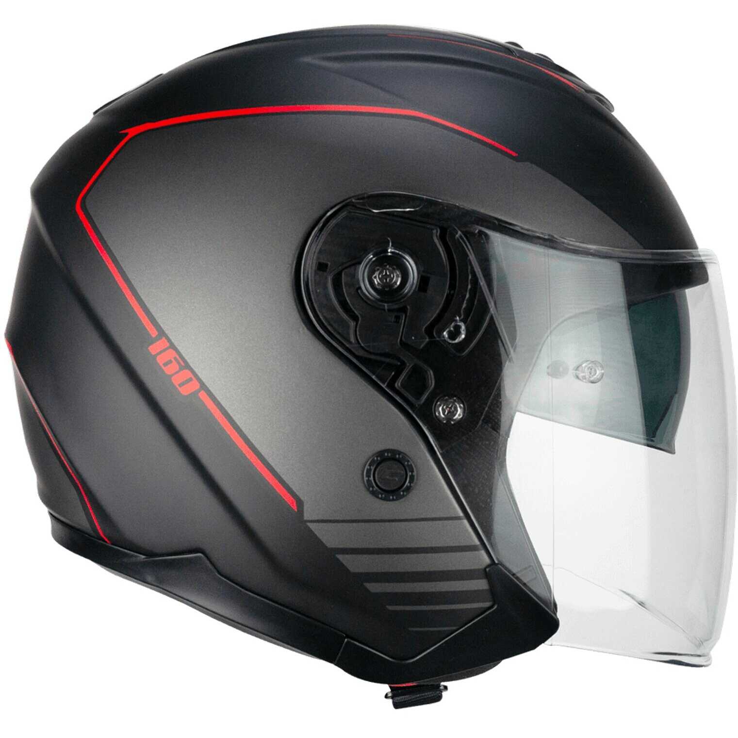 Casque Jet CGM 160G JAD RIDE Noir Rouge Mat